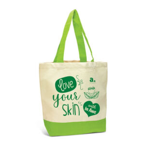 In Awe Cotton Tote Bag - Green/White