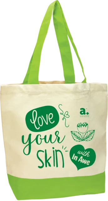 Cotton Tote Bag - Green/White
