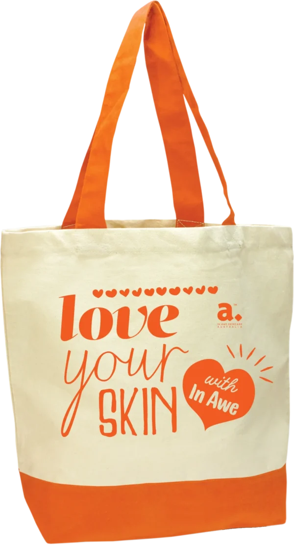 Cotton Tote Bag - Orange/White