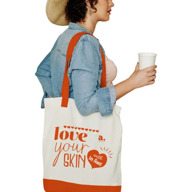 Cotton Tote Bag – Orange/White